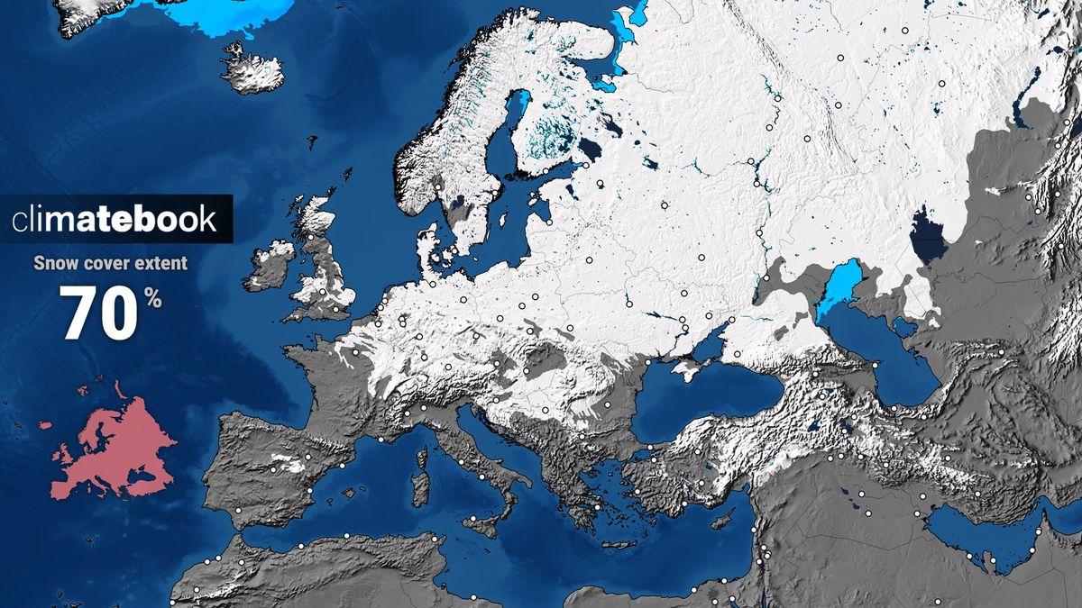 Evropa se zbarvila do bílého. Sníh pokrývá přes 70 procent kontinentu